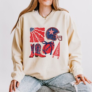 Football Flag Red and Blue - Womens Lightweight Garment Dyed Sweatshirt - 1 of 3