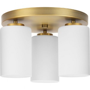 Progress Lighting Cofield 3-Light Flush Mount, Vintage Brass, Glass Shades - 1 of 1