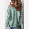 Amaryllis Women’s Long Sleeve Textured Waffle Knit Patchwork Pullover Contrast Washed Casual Fit Raw Hem - 3 of 4