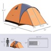 Resenkos 4-Person Camping Tent with Porch, Gear 3 Doors & Windows, Outdoor Dome Tent for Backpacking, Hiking, Beach, Orange - 2 of 2