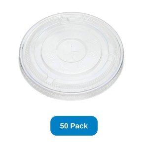 Inno-Pak Flat Lid for 12-24 oz Cold Cup Recycled Plastic - Pack of 50 - 1 of 3