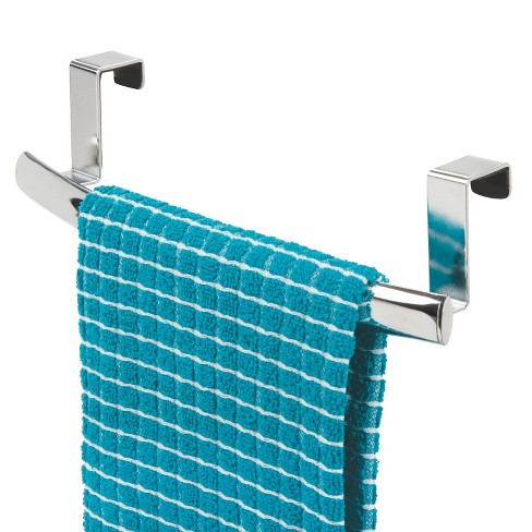Mdesign Steel Over Door Curved Towel Bar Storage Hanger Rack - Chrome