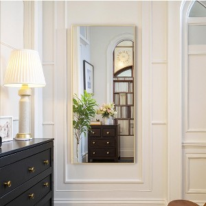 Grand 120cm Gold Aluminum Rectangular Mirror with Slim Frame, Right Angles, Depth - 1 of 3