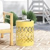 Iron Cut Design Outdoor End Tables, Modern Cylindrical Patio End Table, Outdoor Side Table with Overlapping Circle Pattern -Christopher Knight Home - 2 of 4