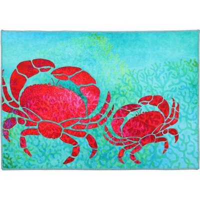 Olivia’s Home Red Crab Tapestry Doormat – Indoor Coastal Accent Mat, 22" x 32", Nautical Marine Theme with Bold Artistic Design