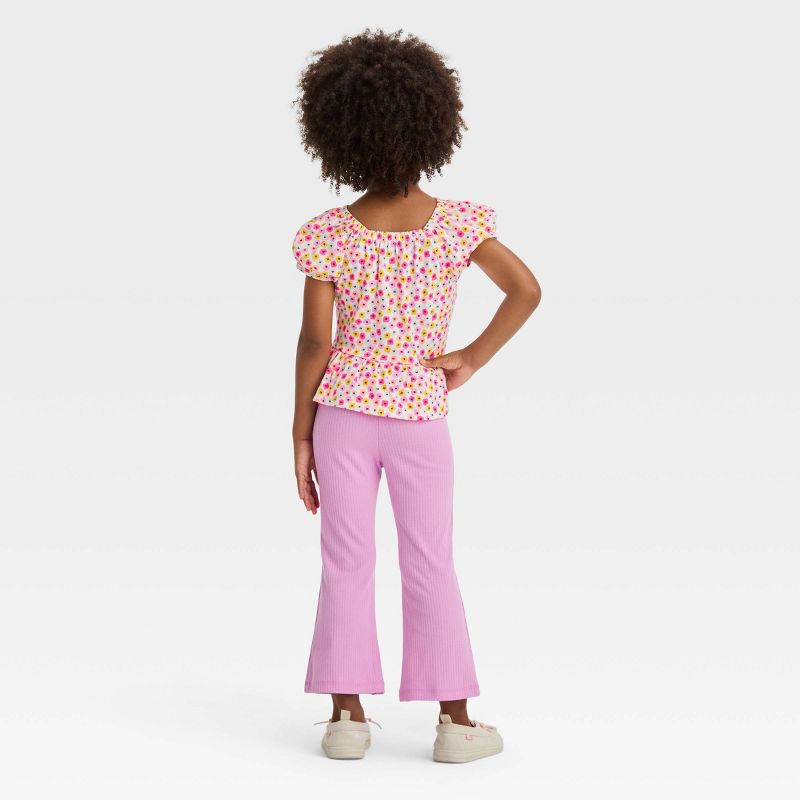 Toddler Girls' Floral Top & Leggings Set - Cat & Jack™ Purple, 3 of 7