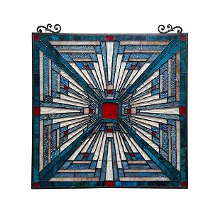 CHLOE Lighting INNES Mission Tiffany-style Stained Glass Window Panel 26Inch Tall - 1 of 4