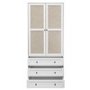 2-Door Wardrobe with 3 Drawers High Wardrobe Armoire With 2 Rattan Door For Living Room, Bedroom Organizer - 4 of 4
