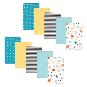 Hudson Baby Infant Boy Cotton Flannel Burp Cloths, Happy Planets 10 Pack, One Size - 1 of 4