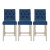 WestinTrends Hayes 24" Linen Fabric Tufted Counter Stool (Set of 3) - 3 of 4