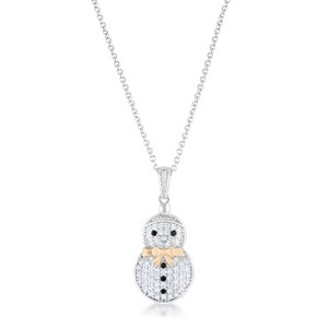 Slickblue Festive 0.35 ct CZ Two-Tone Snowman Pendant, Pave Setting, Perfect for the Holiday Season - 1 of 4