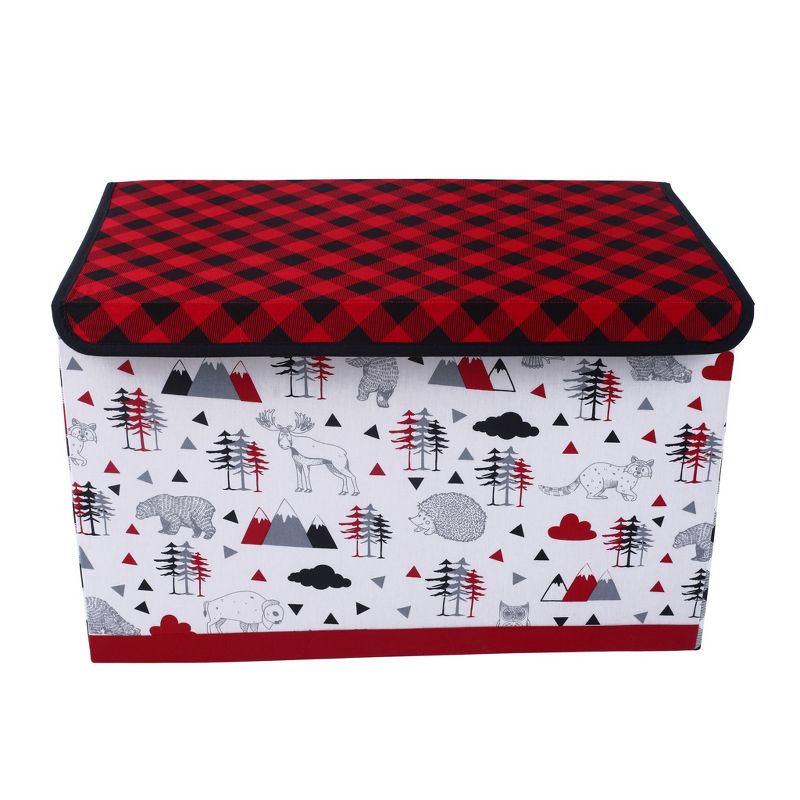 Bacati - Lumberjack Red/Black/Gray Boys Cotton Storage Toy Chest, 4 of 6