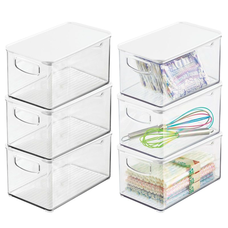mDesign Plastic Deep Kitchen Storage Bin Box, Lid/Handles, 1 of 10