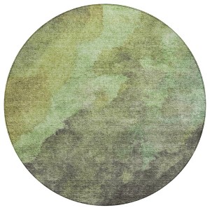 Green And Charcoal Abstract Washable Indoor Outdoor Area Rug - 1 of 4