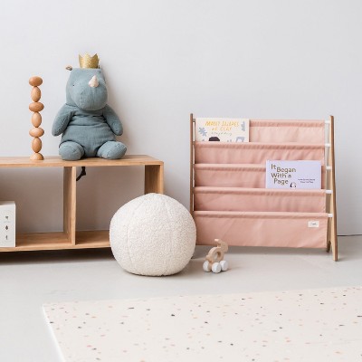 Clay Recycled Fabric Kids Book Rack with Wooden Frame