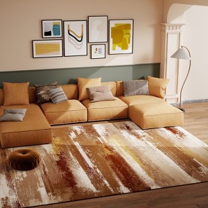 5x7 Washable Abstract Print Area Rug, Thin Distressed Non-Slip Carpet for Living Room Bedroom, Kitchen Dining Room Decor - 1 of 4