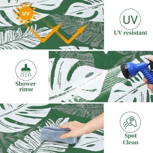 Waterproof Outdoor Rug Plastic Straw Rug, Tropics Palm Leaves Camping Rug for Patio, Reversible Modern Outdoor Carpet for RV Porch Deck Balcony Beach - 1 of 4