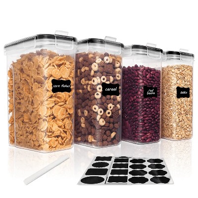 LunaLulinlk Cereal Dispensers, 4-Piece Plastic Airtight Food Storage Containers, 84.5 fl oz, Small
