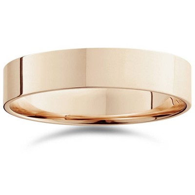 Pompeii3 5mm Flat High Polished Wedding Band 14K Rose Gold