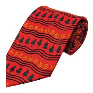 Jacob Alexander Men's Winter Tree Snowflake Holiday Regular Length Neck Tie - 1 of 2