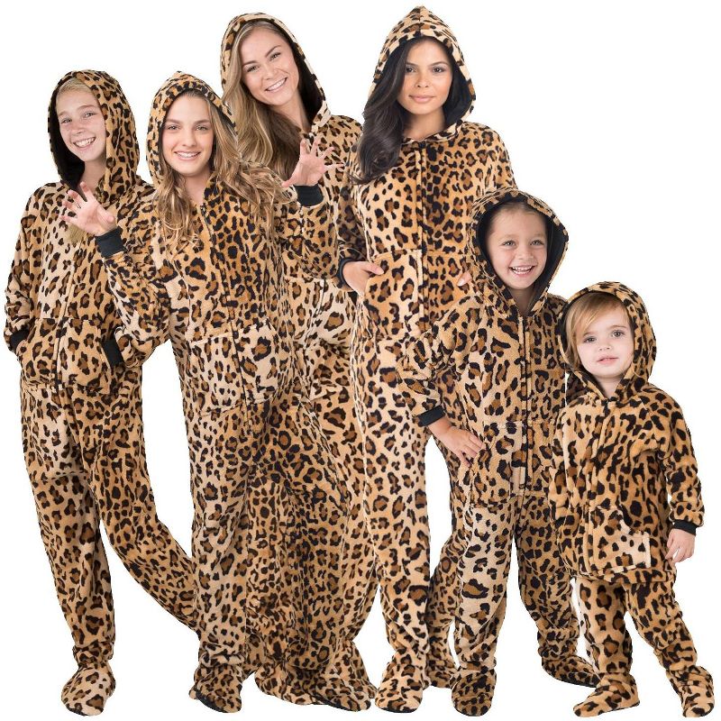 Footed Pajamas - Family Matching - Cheetah Spots Hoodie Chenille Onesie For Boys, Girls, Men and Women | Unisex, 4 of 5