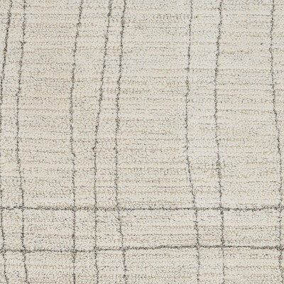 Ivory and Grey Abstract 4' x 6' Synthetic Area Rug