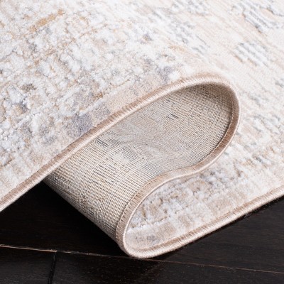 Ivory & Beige Square Wool and Silk Area Rug, 6'7"