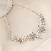 SOHI Women's Champayne Gold:Metallic Silver The Daisy Collar Necklace - 3 of 4