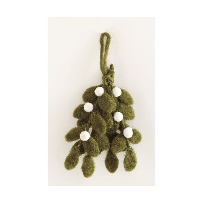 tagltd Green Mistletoe Felt Ornament, 4 inch