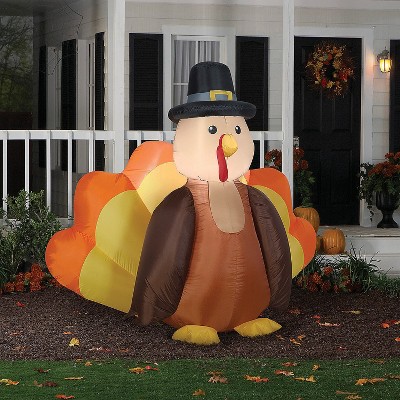 6 ft Brown and Orange Polyester Inflatable Harvest Turkey