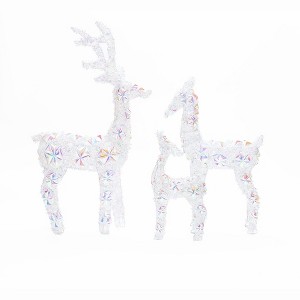 LuxenHome 3-Piece Multi-Color Snowflake Deer Family Outdoor Holiday Decoration with 340 Lights White, Multi - 1 of 4