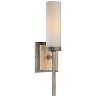 Minka Lavery Industrial Wall Light Sconce Patina Iron Hardwired 4 1/2" Fixture Etched Opal Glass Shade for Bedroom Bathroom Vanity