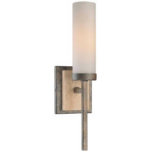 Minka Lavery Industrial Wall Light Sconce Patina Iron Hardwired 4 1/2" Fixture Etched Opal Glass Shade for Bedroom Bathroom Vanity - 1 of 2