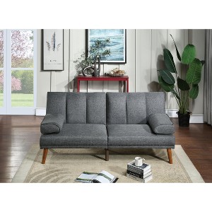 DOMETOUR Blue Grey Polyfiber Adjustable Sofa Living Room Furniture Solid wood Legs Plush Couch - 1 of 4