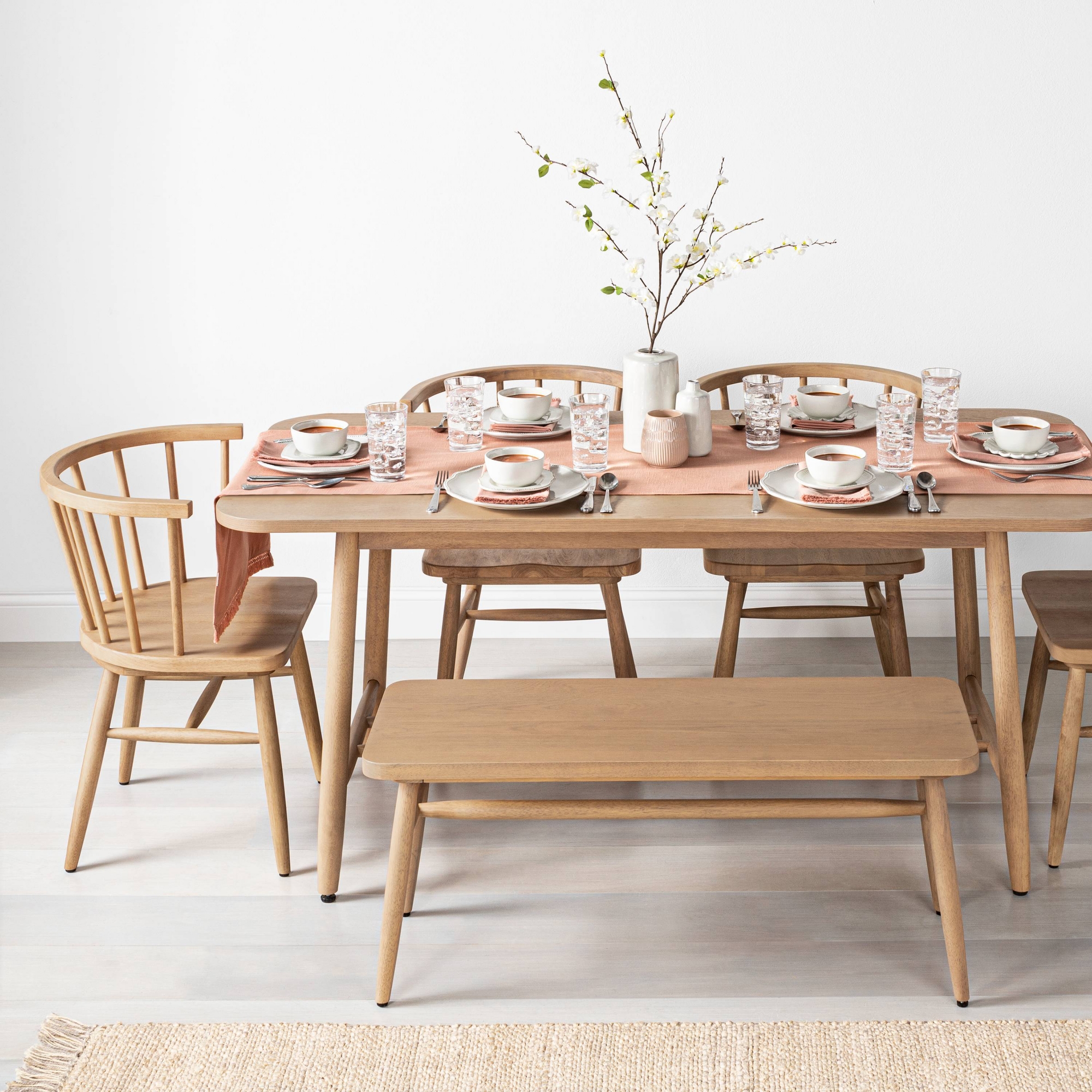 Shaker Wooden Dining Bench - Natural - Hearth & Hand™ with Magnolia: Entryway Seating, Tapered Legs