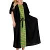 HAPPY BAY Women's House Daily Routine Evening Wear Vacation Casual Dailywear Holiday Loungewear Plus Size Caftan Maxi Boho Nightwear 2X-3X Black, - 3 of 3