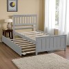 Twin Size Wood Platform Bed with Trundle, Solid Pine Frame, Slats, No Box Spring Needed, Space-Saving Guest Bed - 3 of 4