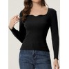 Allegra K Women's Sweetheart Neck Casual Long Sleeve Slim Fit Pullover Sweater - 2 of 4