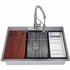 30" x 18" x 9" Built-in Kitchen Sink Stainless Steel Single Bowl Sink (with Accessories) and Pull-Down Faucet Modern Countertop Work Sink - 2 of 4