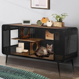 Acekool Modern Cat House - 55" Steel Frame with Sliding Glass Doors - 1 of 4