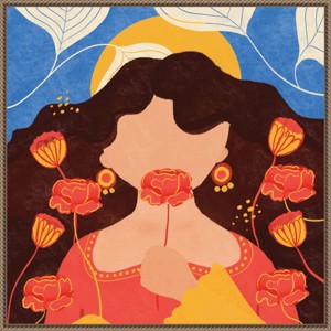30"x30" Modern Woman by Shriya Bhattacharya: Stretched Canvas, Botanical Fashion - Amanti Art - 1 of 4