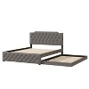 TIRAMISUBEST Queen Size Upholstered Platform Bed with Twin Size Trundle and 2 sets of USB Ports on each side, Modern Bed Frame with Headboard - 4 of 4