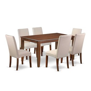 HomeStock 7-Piece Rectangle Mahogany Finish Solid Wood Top Dining Table with 6 Parson Chairs - 1 of 4