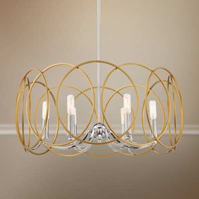 Minka Lavery Honey Gold Polished Nickel 6-Light Drum Chandelier
