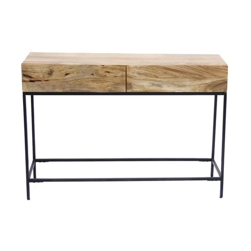 Mango Wood And Metal Console Table, Metal Sofa Tables Furniture