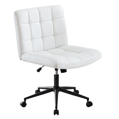 Ridstar Adjustable Height Armless Office Chair with Wheels For Living Room & Office-White