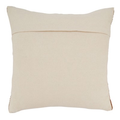 Orange and Off-White Cotton Stripe Throw Pillow Cover, 20"x20"