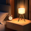 18" Industrial Wood Tripod Table Lamp with Linen Drum Shade and Metal Accents for Bedroom, Living Room, Study, or Hotel - 3 of 4