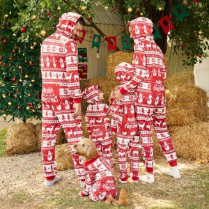 PATPAT Christmas Family Matching Pajamas Allover Snowman Christmas Tree Long-Sleeve Hooded Zipper For Family - 1 of 4
