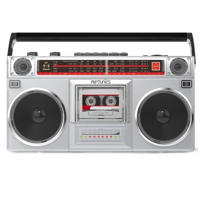 Riptunes Radio Cassette Stereo Boombox With Bluetooth Audio - Silver